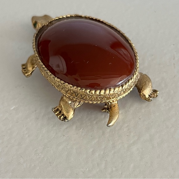 SIGNED HOBE TURTLE TORTOISE FIGURAL BROOCH PIN RARE VINTAGE HEIRLOOM PIECE - Picture 4 of 13